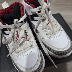 Jordan Kids White and Red Sneakers